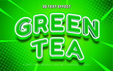 Green tea 3d editable text effect style