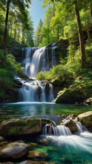 waterfall in the mountains