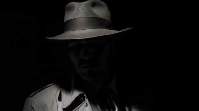 Shadowy Figure in a Fedora: Classic  Noir Style