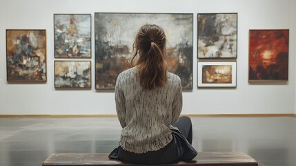 Contemplating Art in a Modern Gallery. Cultural Appreciation concept
