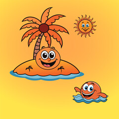 Cheerful smiley face on orange background