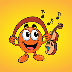 Cheerful smiley face on orange background