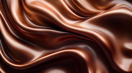 Naklejka premium A high-resolution close-up image capturing the luxurious texture of smooth, melted chocolate. 