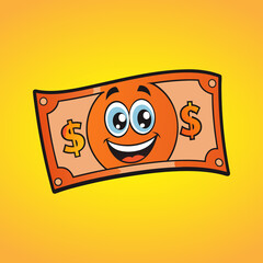 Cheerful smiley face on orange background