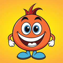 Cheerful smiley face on orange background