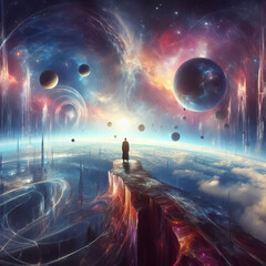 At the edge of universe. surreal mystical fantasy artwork