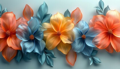 Abstract 3D flowers forming a beautiful wallpaper pattern with rich textures