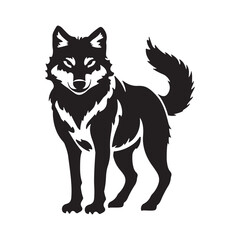 Obraz premium Majestic Full-Body Wolf Vector Illustration - Elegant Black and White Design.