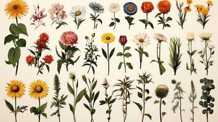 Obraz premium set of flowers isolated