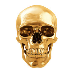 gold metal skull isolated