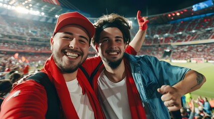 Fototapeta premium Energetic Football Fans Posing for a Victory Shot