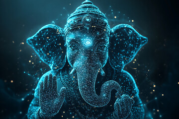An abstract digital background featuring the beloved Hindu deity Ganesha. 