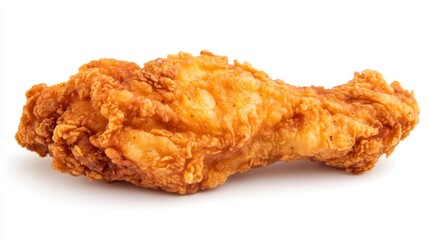A juicy fried chicken breast, perfectly breaded and seasoned, resting on a white background.