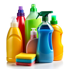 detergents mockup isolated on white background, cleaning products isolated, mock-up