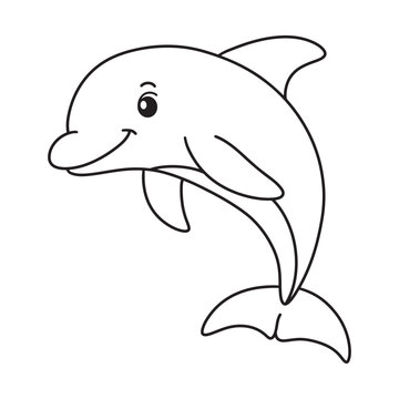 recommend clip art: Line art of dolphin cartoon jumping vector
