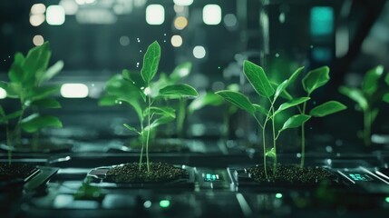 Conceptual of tech plant growth