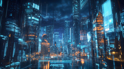 Naklejka premium Neon Dreamscape Cityscape..