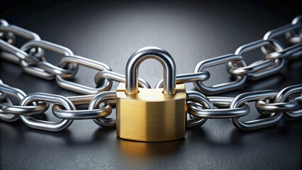 Chains with lock symbolizing security and protection, security, protection, locked, metal, strength, safety, prison, concept