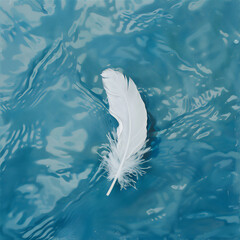 White feather on calm water, version 1