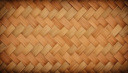Sepia monochrome bamboo texture background. Dark vignette edges of organic textile woven together.