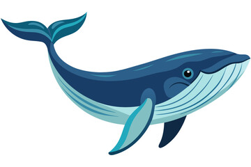  Cartoon Blue Whale illustration isolate on white background