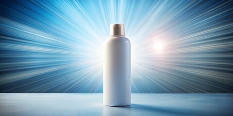 A sleek white bottle stands upright on a radiant background, offering ample copy space, evoking purity, simplicity, and possibilities for medicinal or beauty product branding.