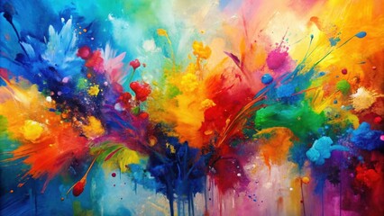 Fototapeta premium Vibrant abstract expressionist painting with bold brushstrokes and color splashes , colorful, dynamic, vibrant, freedom