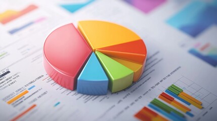 A presentation slide featuring a pie chart with clear labels and percentages, showcasing business metrics.