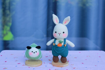 Handmade wool stuffed rabbit