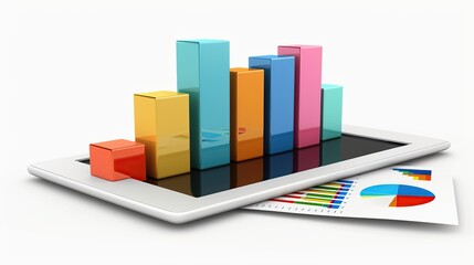 Colorful Bar Graph on Tablet Displaying Business Data
