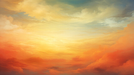 Obraz premium Fiery orange dramatic cloudy sunset sky colorful