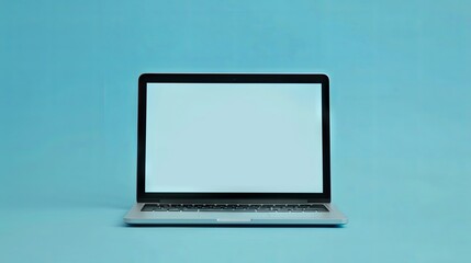 Laptop with blank screen on isolated background