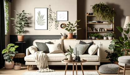 Beautiful domestic interior of living room