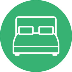 Double Bed Vector Line White Circles Multicolors