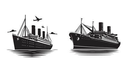 Passenger Ships silhouette vector