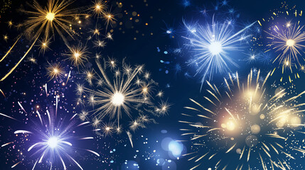 Naklejka premium A fireworks display with a blue sky background