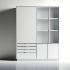 Simple yet stylish and modern white cabinet with drawers  furniture for interior design concept