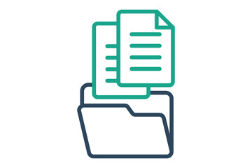 Data collection icon. folder with paper. icon related to gather. line icon style. data analytics elements vector illustration