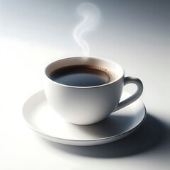 Obraz premium A morning refreshing hot cup of tea coffee with rising smokes and a lots of caffeine