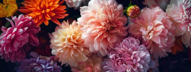 Fototapeta premium Vibrant Dahlias in a Close-Up