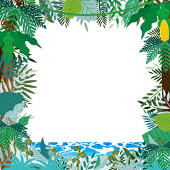 太古の植物と海のフレーム（背景）