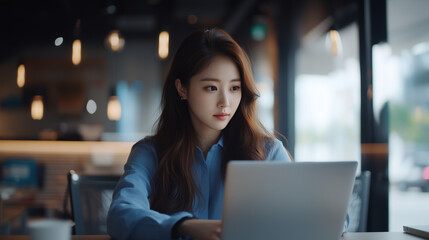 Fototapeta premium young Korean woman working in a modern office