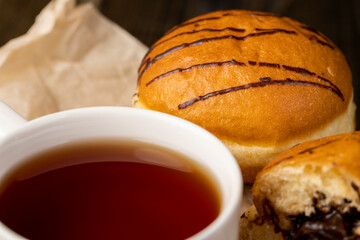 sweet dessert for tea with soft chocolate filling