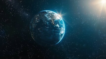 Obraz premium Earth From Space With Sunrays Shining on its Surface