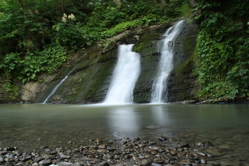 Fototapeta premium Hurkalo waterfall, Skolivskiy Beskidy, Carpathians