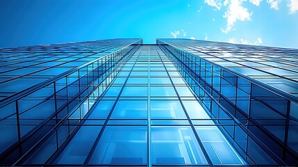 skyscrapers looking from the ground with the background of blue sky  