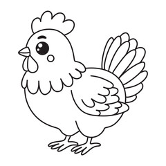 Line art of chicken cartoon vector
