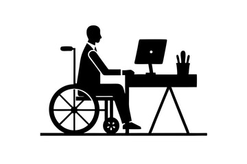 Fototapeta premium a man in a wheelchair working in an inclusive office