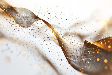 Obraz premium abstract futuristic bronze metal particle wave on a white background. Digital dynamics visualization.