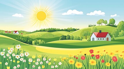 Fototapeta premium Sunny Day in a Green Valley